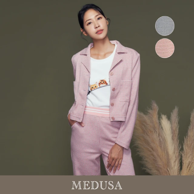 MEDUSA 曼度莎 現貨-千鳥格絨感西裝外套 - 2色（M-XL）｜女翻領外套 墊肩套裝外套 冬新品(201-5130A)