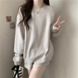 【D.studio】韓版休閒寬鬆長袖運動套裝(長袖上衣+短褲女裝衣服寬鬆上衣顯瘦上衣長恤褲子袖t運動褲 S281)