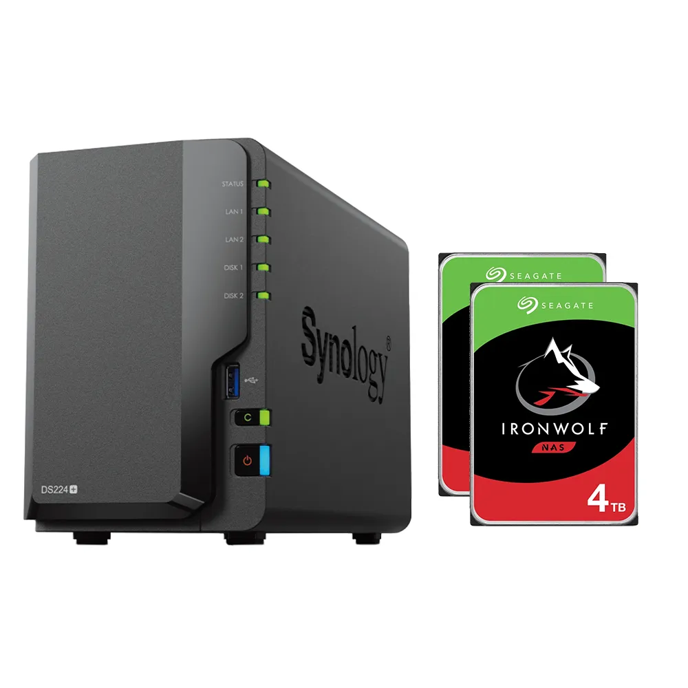 【Synology 群暉科技】搭希捷 4TB x2 ★ DS224+ 2Bay NAS 網路儲存伺服器