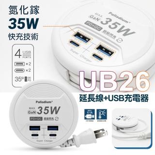 【Palladium】35W閃充 PD+QC3.0 4Port 35W USB 氮化鎵 超級閃充電源供應器