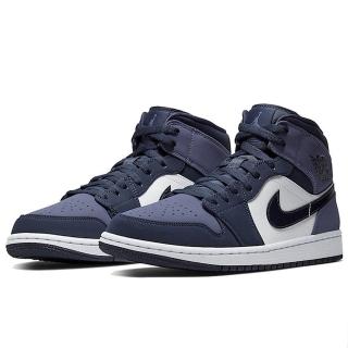 【NIKE 耐吉】Air Jordan 1 Mid 男鞋 黑紫色 喬丹 AJ1 中筒 運動 經典 休閒鞋(554724-445)