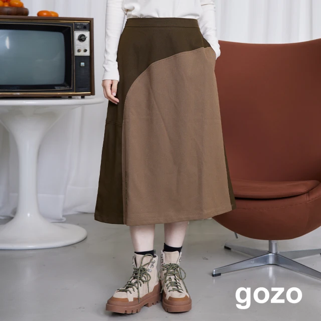 【gozo】不對稱剪接立體圓裙(兩色)