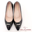 【CUMAR】尖頭方型飾釦高跟鞋(黑色)