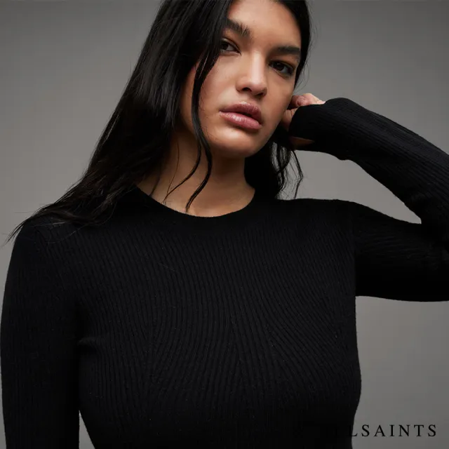 【ALLSAINTS】MILLY 蕾絲羊毛針織貼合短洋裝 WD044Z(修身版型)