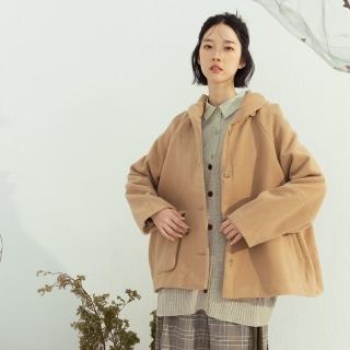 【MOSS CLUB】呢絨高領插肩袖長袖外套(藍 卡/魅力商品)