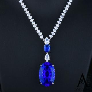 【ANGEL】華麗鵝蛋彩寶晶鑽項鍊耳環戒指可選(2色可選)