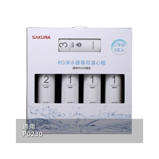 【SAKURA 櫻花】RO淨水器專用濾心9支入二年份  適用機型P0230(F0195)