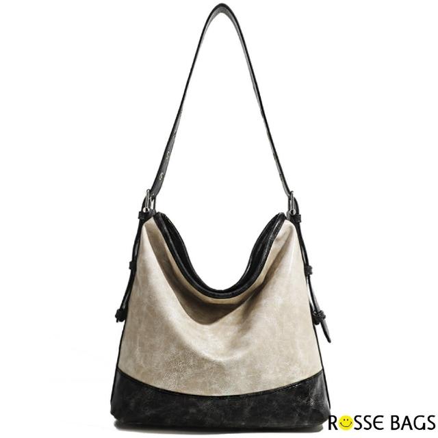 【Rosse Bags】歐美復古時尚通勤托特水桶包(現+預  米色)