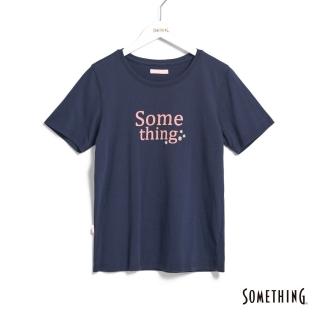 【SOMETHING】女裝 基本LOGO短袖T恤(丈青色)