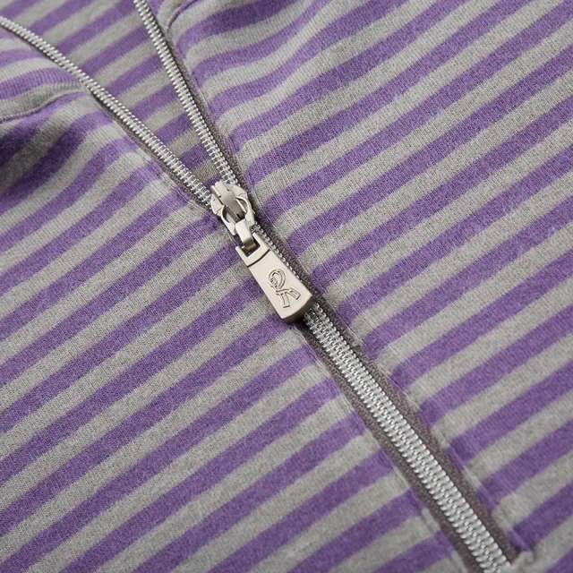 【ROBERTA諾貝達】男裝 經典條紋 保溫紗長袖POLO棉衫(紫)