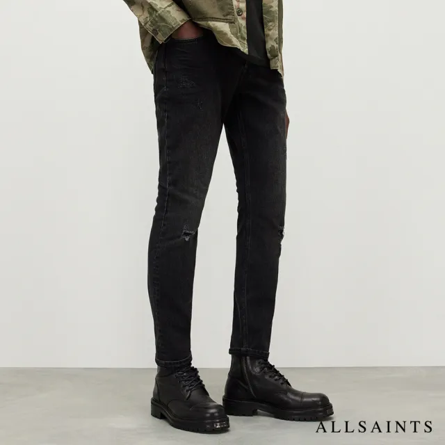 【ALLSAINTS】REX 破壞中腰修身牛仔褲由Washed Black ME029Y(修身版型)