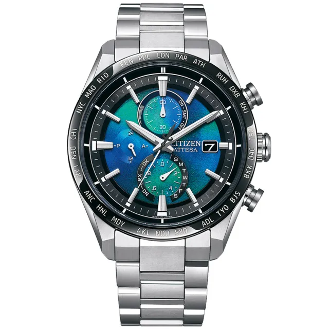 【CITIZEN 星辰】韋禮安配戴款 限量 千彩之海 電波時計 光動能計時腕錶 送禮推薦 禮物(AT8188-64L)