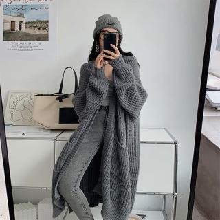 【D.studio】韓版慵懶風寬鬆長版針織外套(大衣 風衣 上衣 女裝 衣服 外套 長袖上衣 長版外套 毛衣 J291)