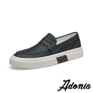 【Adonis】真皮樂福鞋 厚底樂福鞋/真皮繽紛時尚個性厚底樂福鞋 休閒鞋-男鞋(黑)