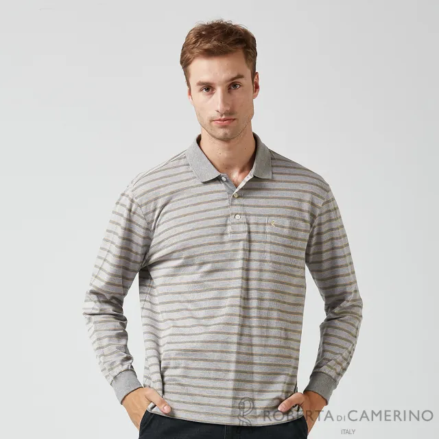 【ROBERTA諾貝達】男裝 台灣製 精品流行品味長袖POLO衫(灰)