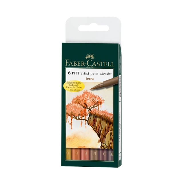 Faber-Castell 輝柏 PITT藝術筆-軟毛筆頭 細芯 鄉土色系 6支入/ 盒 167106