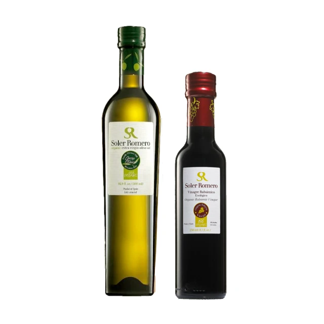莎蘿瑪 西班牙油醋醬經典料理組(有機橄欖油500ml瓶+紅巴薩米克醋250ml瓶)