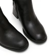 【MISWEAR】黑色真皮淺V口低跟靴(歐美個性時尚)