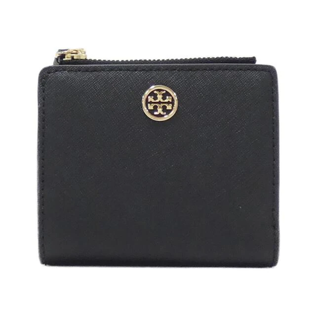 TORY BURCH 雙T-LOGO皮革拉鍊短夾