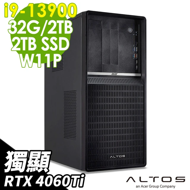 【Acer 宏碁】i9 RTX4060Ti繪圖工作站(Altos P130F9/i9-13900/32G/2TSSD+2TB/RTX4060Ti/W11P)