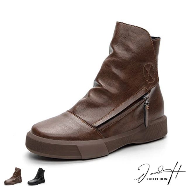 J&H collection 經典英倫風拉鏈釦飾馬丁靴(現+