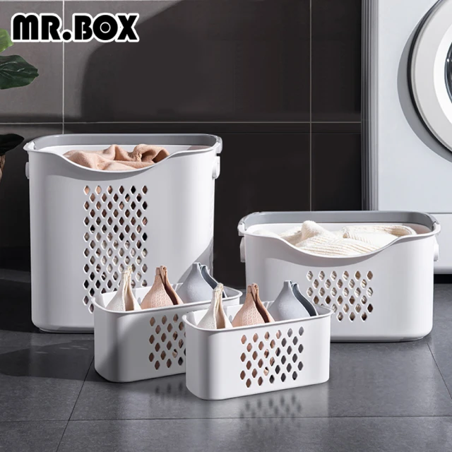 【Mr.Box】4件組-日式無印風可分類洗衣籃(內衣籃x2+中籃x1+大籃x1-兩色)