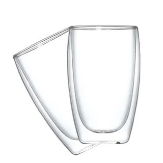 【SMILE】雙層杯 買一送一 玻璃杯450ml 咖啡杯 耐熱杯 隔熱玻璃杯 4-DG450(玻璃杯 咖啡杯 隔熱杯)