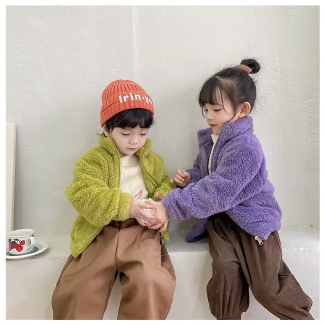 【安朵童舖】現貨韓版女童立領加絨夾克兒童毛絨保暖外套加厚舒棉絨素色外套童裝(108)