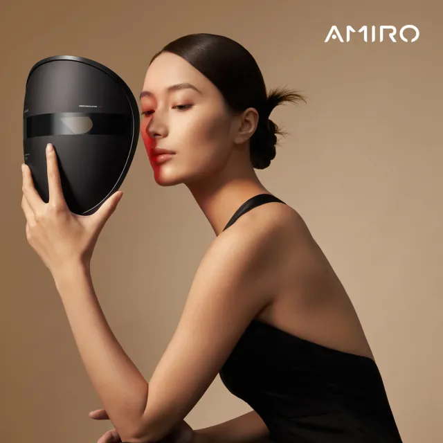 【AMIRO】嫩膚時光面罩+全新第三代 Oath 自動感光 LED化妝鏡『國際精裝彩盒版』-黑(電子面膜 美妝鏡 情人)