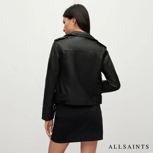 【ALLSAINTS】BALFERN 經典簡約短版棉羊皮騎士皮衣外套-黑 WL115E(修身版型)