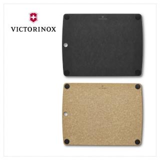 【VICTORINOX 瑞士維氏】多合一防滑砧板M附凹槽 36.8*28.5*0.6cm 咖/黑(7.4126/7.4126.3)