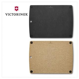 【VICTORINOX 瑞士維氏】多合一防滑砧板L附凹槽 44.4*33*0.6cm 咖/黑(7.4127/7.4127.3)