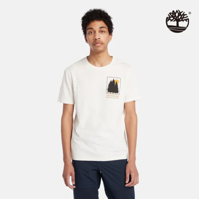 【Timberland】男款白色印花短袖T恤(A2KB6CM9)