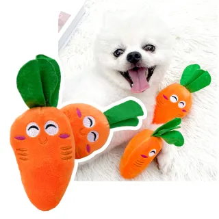 寵物陪伴微笑胡蘿蔔玩具-2入(狗玩具 耐咬玩具 磨牙玩具 陪伴玩具 寵物球 寵物用品  仿真玩具)
