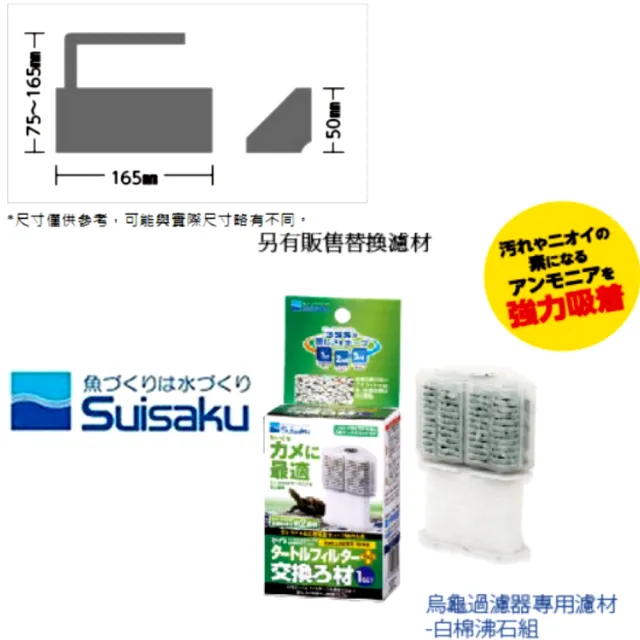 【Suisaku 水作】烏龜缸過濾器S+替換濾棉×1 烏龜缸內置沉水過濾器(主機F0407+濾棉×1)