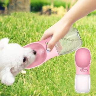 【蕉蕉購物】寵物隨行杯-粉(飲水瓶 飲水器 喝水器 餵水器 寵物水壺 寵物外出 寵物用品)