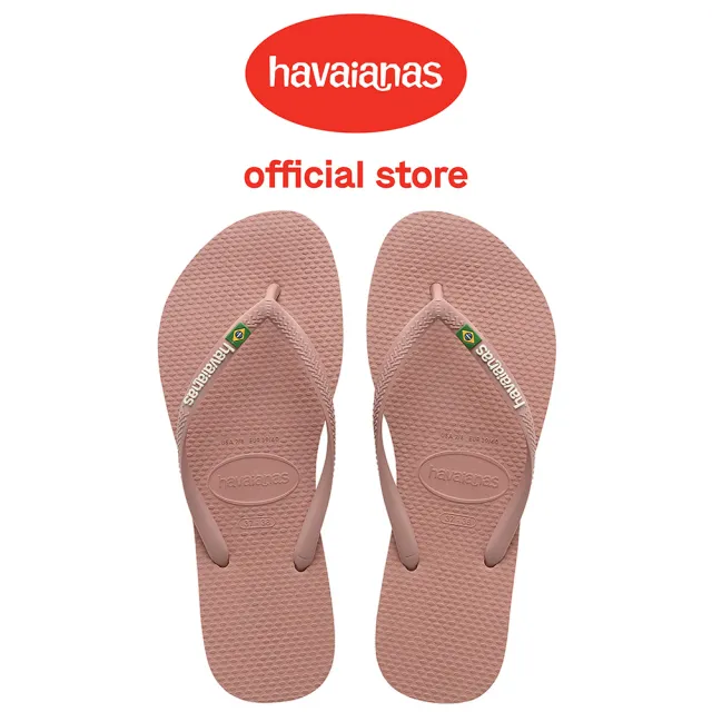 【havaianas 哈瓦仕】拖鞋 女鞋 夾腳拖 巴西 國旗 Slim Brasil 番紅花 4140713-3544U