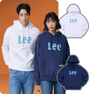 【Lee 官方旗艦】男女同款 長袖帽T / 細橫紋大LOGO 共2色 男女共版(LB330025742 / LB330025K14)