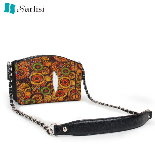 【Sarlisi】泰國進口真皮包包新款珍珠魚皮女包輕奢鏈帶包斜背包