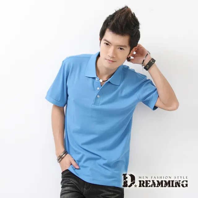 【Dreamming】美式素面網眼短袖POLO衫(深紫/地中藍/淺紫)