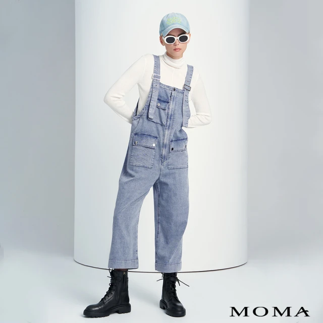 MOMA 率性牛仔連身吊帶褲(深藍)