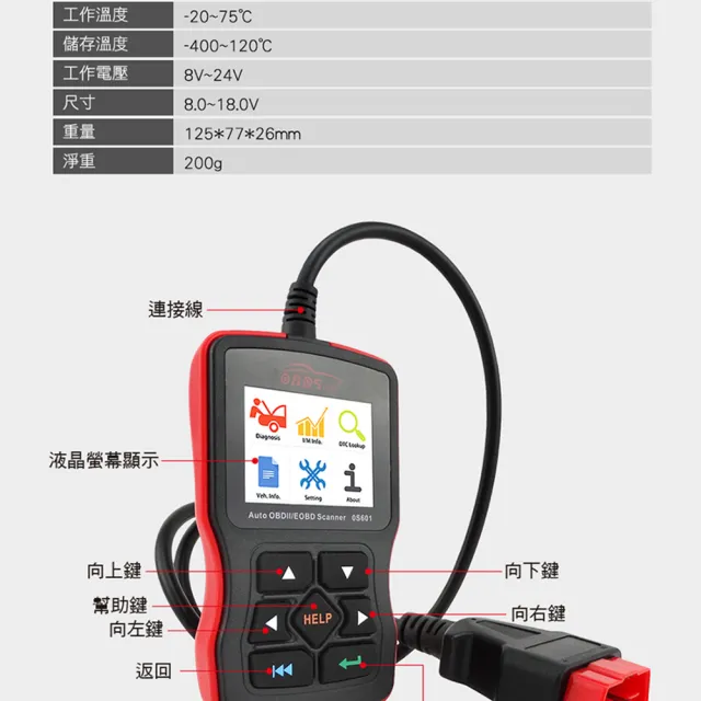 【SMILE】汽車故障檢測儀 行車電腦診斷儀 發動機故障燈清除器 4-OBDS2(通用型汽車檢測解碼儀 obd2診斷)