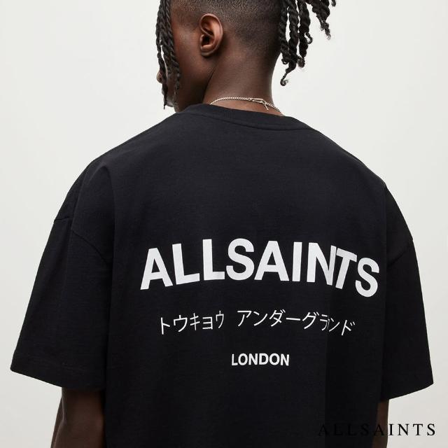 【ALLSAINTS】UNDERGROUND 純棉寬鬆LOGO東京地下搖滾短袖T恤-黑 M071PB(寬鬆版型)