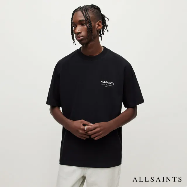 【ALLSAINTS】UNDERGROUND 純棉寬鬆LOGO東京地下搖滾短袖T恤-黑  M071PB(寬鬆版型)