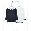 【betty’s 貝蒂思】蕾絲翻領愛心鈕釦撞色針織上衣(共二色)