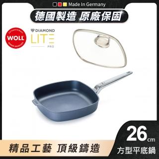 【Woll】福利品 Diamond Lite Pro 德國製 鑽石系列不沾鍋/方形平底鍋26cm