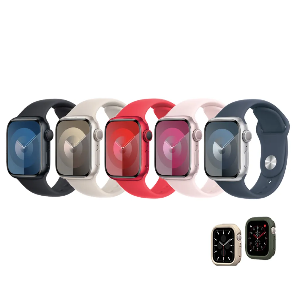 犀牛盾錶殼組【Apple】Apple Watch S9 GPS 41mm(鋁金屬錶殼搭配運動型錶帶)