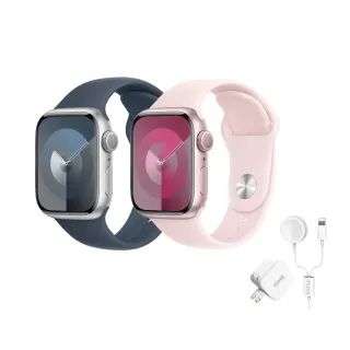 充電全配組【Apple 蘋果】Apple Watch S9 GPS 45mm(鋁金屬錶殼搭配運動型錶帶)