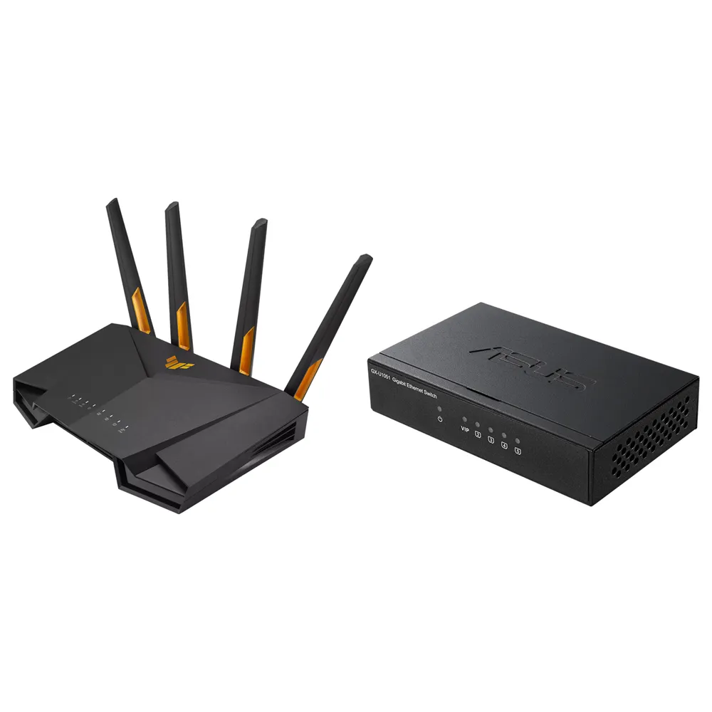 【ASUS 華碩】交換器+分享器組★TUFGAMING電競專用TUF-AX4200無線路由器/分享器+GX-U1051