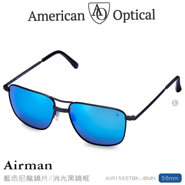 American Optical Airman系列太陽眼鏡_藍色尼龍鏡片/消光黑鏡框 56mm(#AIR156STBK-BMN)